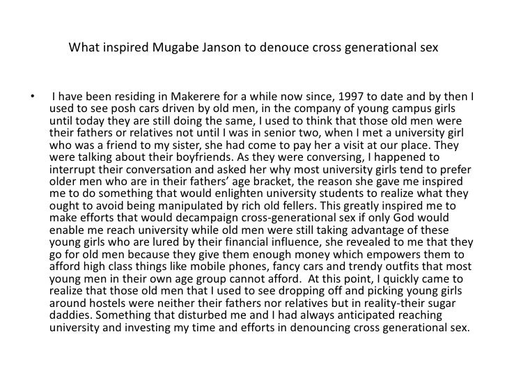 Cross generational sex in universities